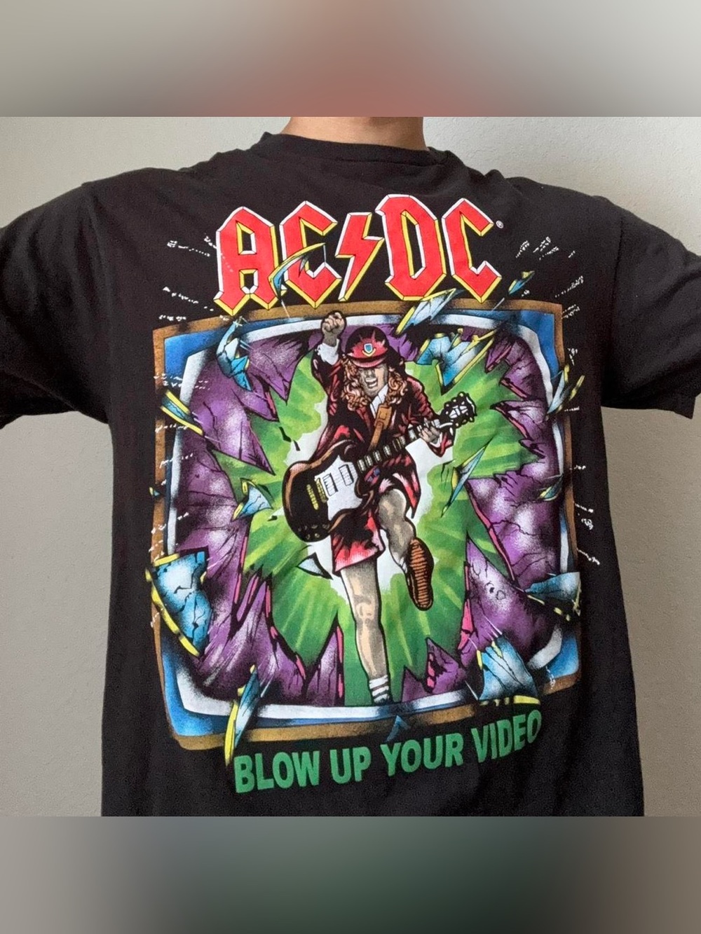 ACDC 'Blow up your video' Band AOP Graphics Black Tee Shirt